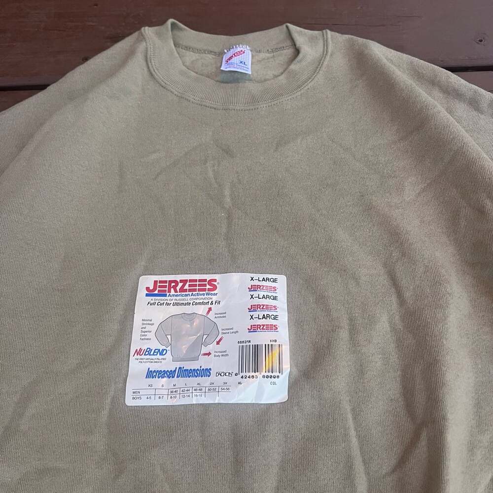 Vintage Jerzees NuBlend Crewneck Sweatshirt XL Beige Blank Deadstock Made in USA
